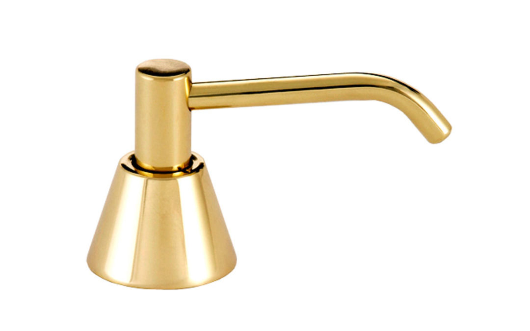 Basin-Mounted Polished Brass Soap Dispenser – (Model #: g-64lb-us-3)