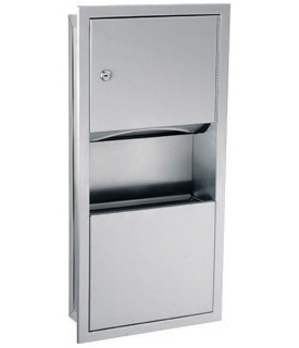 Recessed Mini-Towel Dispenser and Waste Receptacle Combination, 2 gal. (7.6 L) - (Model #: tw-3) Image