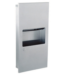 Recessed Coverall Mini-Towel Dispenser and Waste Receptacle Combination, 2 gal. (7.6 L) - (Model #: tw-8) Image